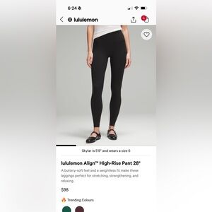 Lululemon Align 28” Black High-Rise Leggings